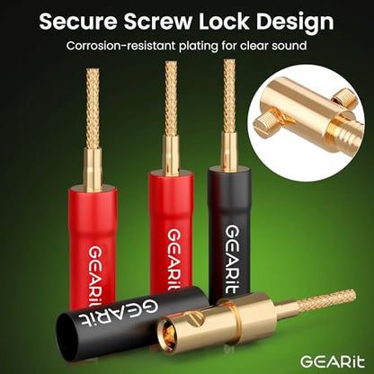 GEARit Flex Pin Banana Plugs for Speaker Wire, 6 Pairs, 24K Gold-Plated - color: Black and Red, size: PVC - Banana Plugs (Flex Pin - Spring Terminal)