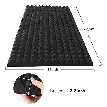 4 Pack Black Acoustic Foam Panels,48x24x2 Inch Sound Proof,High Density Soundproof Wall Panels,Fireproof Cancelling Foam Studio (Black, 4 PCS) - size: 4 PCS