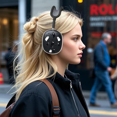 for AirPods Max Headphones Halloween Ear Covers for AirPods Max 2 | Cute Ghost Bat Clear Ear Cups Cover | Black Silicone Ear Pad Case Headband Cover for Apple AirPods Max 2/1 (2026/2024/2020) - color: Ghost E/Black