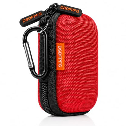 Mini Small Hard Shell Earbud Case, Red Rectangle Carrying Zipper IEMs Pouch | for Apple Airpods, Earpods, Samsung Galaxy Buds, Wired Wireless Earbuds, Earplugs, In Ear Monitor, USB Cable, Flash Drive - color: Red
