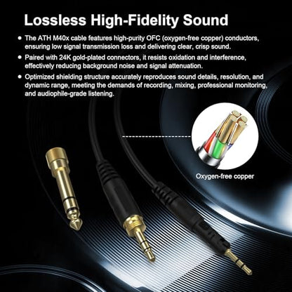 Zosvoses ATH M50x Replacement Cable Compatible with Audio Technica ATH-M50x, ATH-M40x, ATH-M60x, ATH-M70x Headphones, 5-10ft