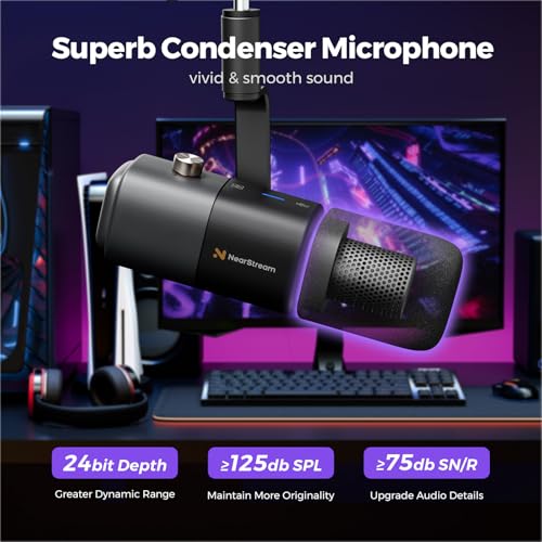NearStream AM20X USB/XLR Condenser Podcast Microphone with Boom Arm