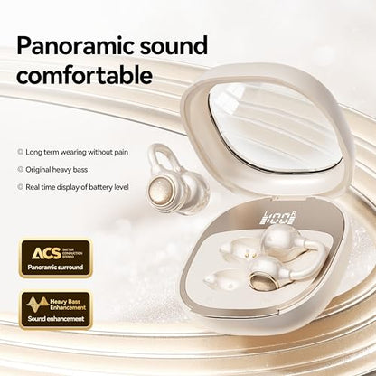 Open Ear Earbuds Open Ear Headphones Wireless Bluetooth 35Hrs Playtime Stereo Sound Ear Buds Wireless Charging Case Digital Display Open Earbuds for Running, Workout, Travel, and Daily Use (Yellow) - color: Yellow