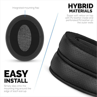 Replacement Hybrid Earpads for Sennheiser HD4.50BT HD4.50BTNC HD450BT HD4.50SE HD4.40BT HD4.30G HD4.20S HD458BT HD450 HD400S HD 350BT. PU Leather Velour Memory Foam, Extra Comfort - Brainwavz (Black) - color: Hybrid Black