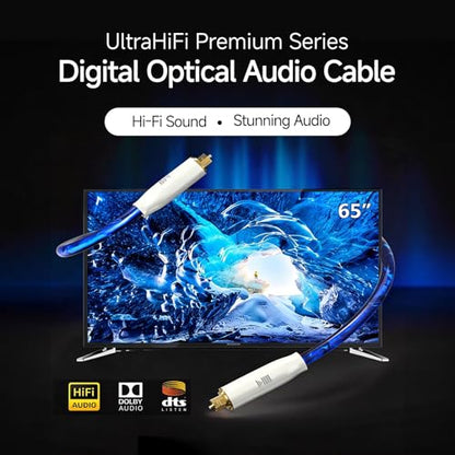 Digital Optical Audio Cable Fiber Optical Cable SPDIF Audio Male to Male Cord for Home Theater, Sound Bar, TV, Audio Systems, DVD Players 4.9FT/1.5M - size: 4.9FT/1.5M
