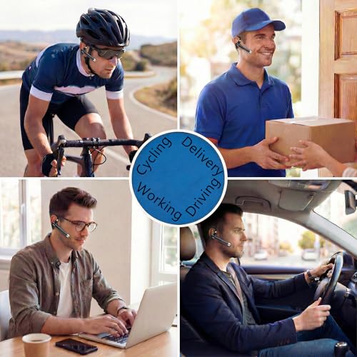 Wireless Headset Wireless Headphones Handsfree Call Wireless Earpiece Noise Cancellation Earbud Earphones Mic Compatible with Cell Phones Car Driver Trucker Business Office Men Women (Black) - color: Black