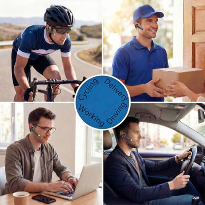 Wireless Headset Wireless Headphones Handsfree Call Wireless Earpiece Noise Cancellation Earbud Earphones Mic Compatible with Cell Phones Car Driver Trucker Business Office Men Women (Black) - color: Black