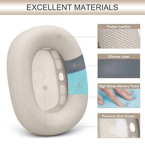 GEVO Upgraded Ear Cushions Replacement Earpads for AirPods Max 1 & 2 Headphones, Protein Leather Ear Pads Ear Covers Cups with Memory Foam and Magnet for AirPods Max 1 & 2 (Starlight) - color: Starlight