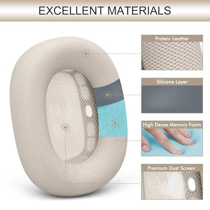 GEVO Upgraded Ear Cushions Replacement Earpads for AirPods Max 1 & 2 Headphones, Protein Leather Ear Pads Ear Covers Cups with Memory Foam and Magnet for AirPods Max 1 & 2 (Starlight) - color: Starlight