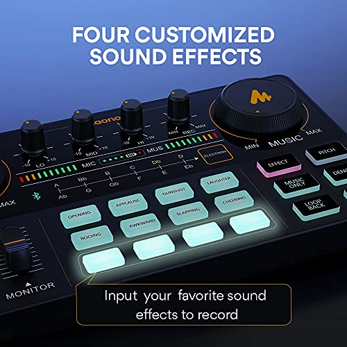 MAONO Podcast Equipment Bundle with Audio Mixer & 3.5mm Mic for Streaming | All-in-one audio production, PC and smartphone-compatible, 4 custom soundpads, for creators, home podcast setup AU-AM200-S6 - color: AU-AM200-S6 Black