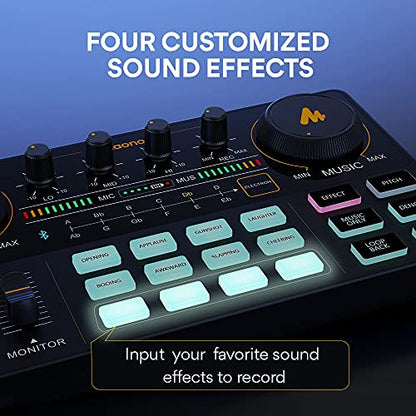 MAONO Podcast Equipment Bundle with Audio Mixer & 3.5mm Mic for Streaming | All-in-one audio production, PC and smartphone-compatible, 4 custom soundpads, for creators, home podcast setup AU-AM200-S6 - color: AU-AM200-S6 Black