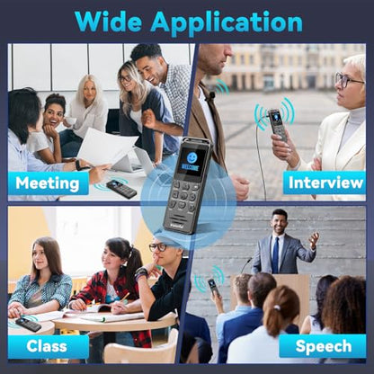 Digital Voice Recorder with Playback, Volorful 80H HD Recording Device | External Microphone, AI Noise Reduction, One Touch Recording/Lock, Voice Activated, Password, Lecture Meeting Interview Class