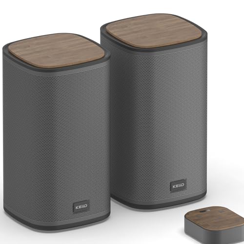 KEiiD Bluetooth Computer Speakers with Wireless Touch Control Pod for PC Laptop/Desktop Wireless Stereo Gaming Speakers, 4 EQ Modes, Aesthetic Style, New Model