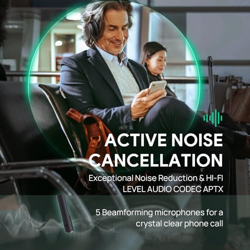 Yealink BH76 Plus Wireless Headset for Work, with BHC76 Wireless Charging Stand, Bluetooth UC Compatible Headset with Microphone Active Noise Cancelling (ANC), Retractable Hidden Mic Arm