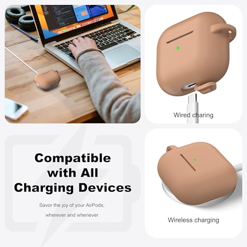 for AirPods 3 Case Silicone Cover, Milk Tea | Compatible with Apple AirPods 3rd Generation (2021) with Keychain & Cleaner Kit, Wireless Charging Compatible - color: I3-Milk Tea