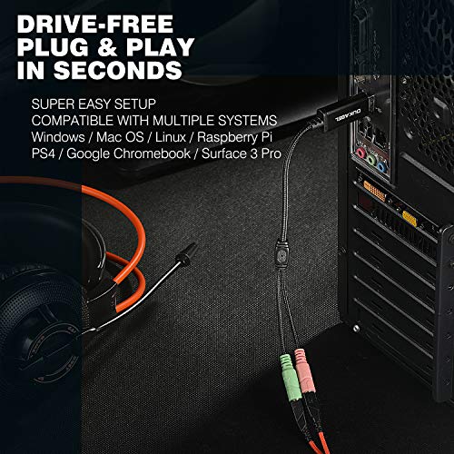 DUKABEL USB Audio Adapter with 3.5mm Jack External USB Sound Adapter - 30CM - size: 9.8 inch / 25 cm