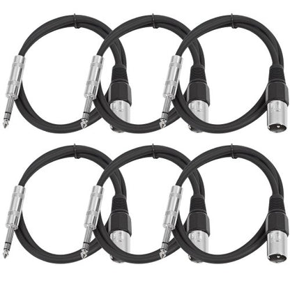Seismic Audio SATRXL-M2Black6 2-Feet XLR Male to 1/4-Inch TRS Patch Cable - Black - color: Black, size: 2 Foot