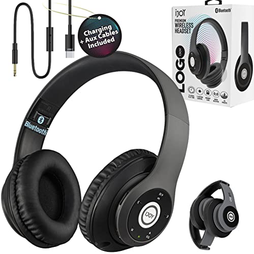 iJoy Bluetooth Headphones Over Ear, Wireless and Wired Foldable Headset Built-in Microphone - (Stealth) Adults Kids Men Women - Audifonos Auriculares Inalambricos - color: Stealth