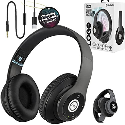iJoy Bluetooth Headphones Over Ear, Wireless and Wired Foldable Headset Built-in Microphone - (Stealth) Adults Kids Men Women - Audifonos Auriculares Inalambricos - color: Stealth