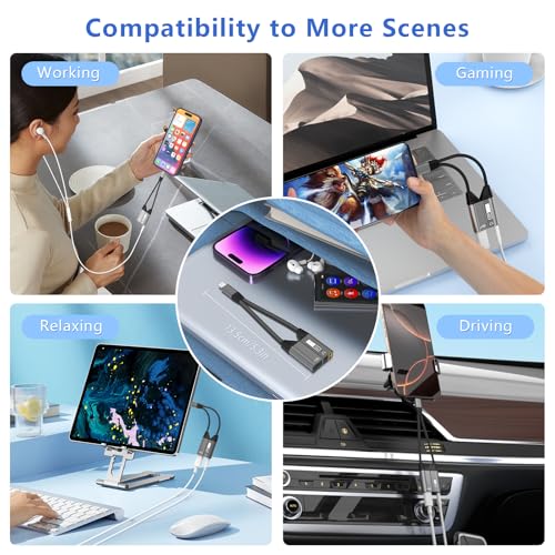 Magnetic 2-in-1 USB C to 3.5mm Audio Jack Headphone and Charge Cable Adapter for Type C Devices,PD 60W Fast Charge Earphone Converter Splitter for iPhone 15 16/Samsung/Huawei/iPad Pro Air
