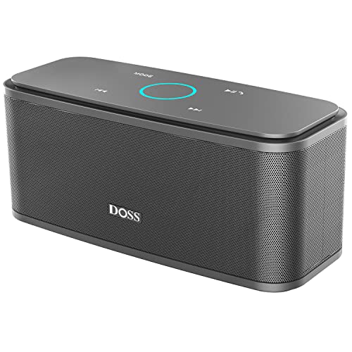 DOSS SoundBox Touch Wireless Bluetooth Speaker-12W HD Sound with Rich Bass | Portable & Small Design, IPX5 Waterproof, 20H Playtime, Handsfree, House, Office Desktop, Bedroom, Indoor Use, Gray - color: Gray