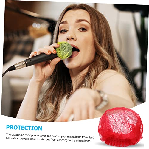 UPKOCH 100Pcs Disposable Microphone Covers Non Woven Handheld Mic Shield Odor Windproof Protection for Ktv Events and Performances