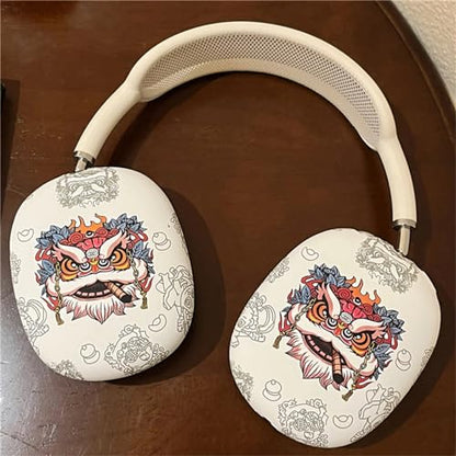 Case Compatible with AirPods Max Headphones, Cute Anime Lion Soft TPU Anti-Scratch Protective Ear Cup Covers Headphone Cases for Woman Kids Man - color: White Lion