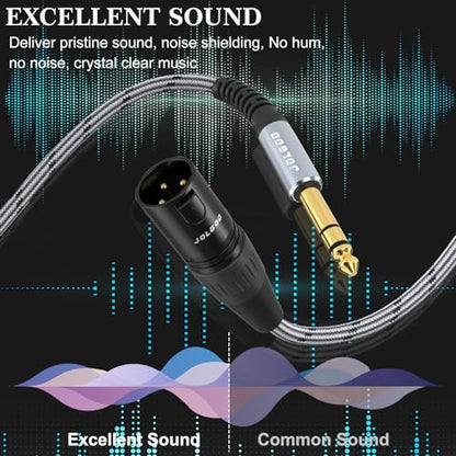 JOLGOO 1/4 Inch TRS to XLR Male Adapter Cable, Balanced 6.35mm TRS Plug to 3-pin XLR Male, Quarter inch TRS Male to XLR Male Microphone Cable, 1 Feet - size: 1 Feet, style: 1/4 TRS Male to XLR Male