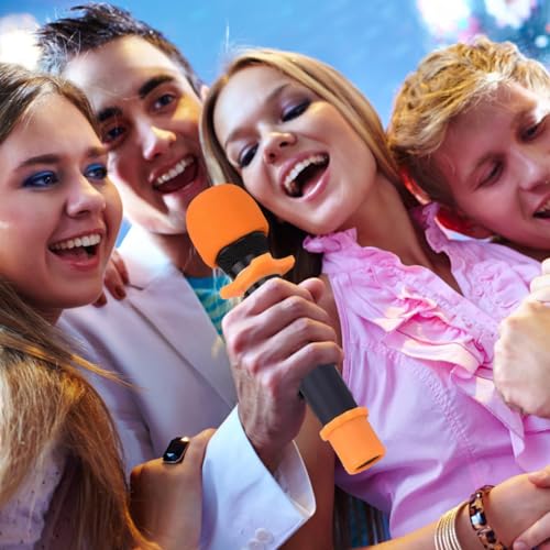 10 Set Handheld Microphone Protection Foam Mic Cover Set, Including 10 PCS Foam Microphone Windscreen Cover, 10 PCS Silicone Ring, 10 PCS Bottom Rod Sleeve Holder for KTV Mic Device(7 Colors)
