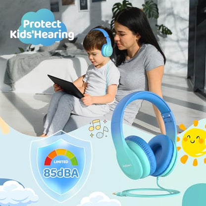 JoySpark Kids Headphones for School Toddler, 3.5mm Jack, Gradient Blue - color: Gradient Blue