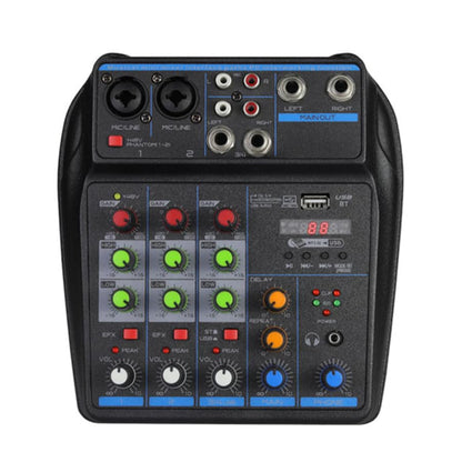 DJ Audio Mixer, DJ Mixers 4 Channel Sound Board with Bluetooth, Sound Mixer Board XRL/1/4" Interface, USB/MP3 Computer Input 48V Phantom Power Stereo DJ Studio Streaming KTV Stage