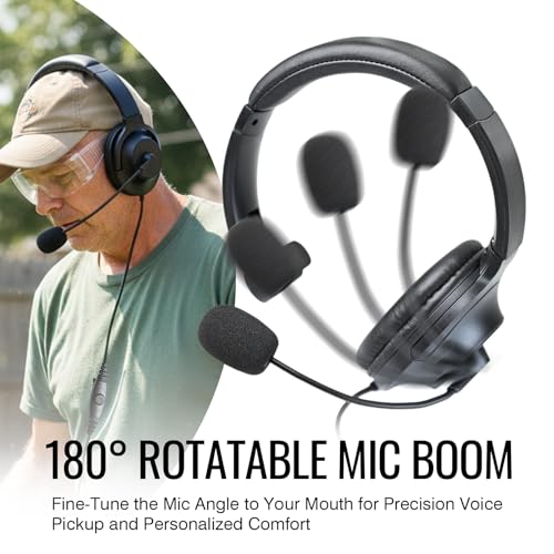 Single Side Noise Cancelling Headset Overhead Radio Headphone with Boom Mic PTT for Kenwood 2 Pin for Baofeng UV-5R AR-152 UV-82HP BF-F8HP BF-888S Archsell AR-5 Retevis RT17 RT21 RT27