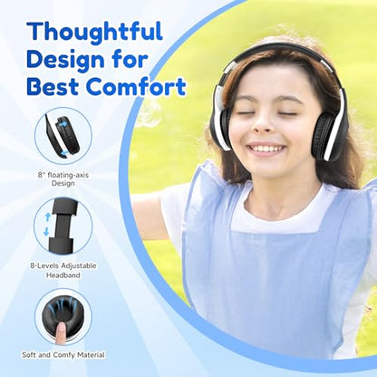 EarFun K2 Kids Bluetooth Headphones for School, Kids Headphones with Mic - color: Dark Black