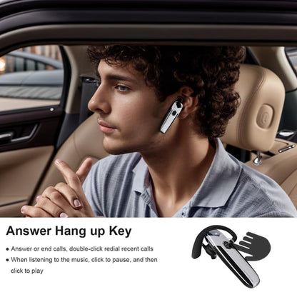 Bluetooth Headset V5.3 Single-Ear Earpiece with Wireless Microphone 48H Battery, Bluetooth Earpiece - Handsfree for Driving/Truck Drivers, Compatible with iPhone, Android, Samsung - color: Silver-Gray-Black