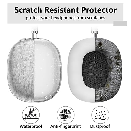 for AirPods Max case Cover,Anti-Scratch Ear Pad Case Cover/Ear Cups Cover/Headband Cover for AirPods Max. Clear Soft TPU and Silicone,Skin Scratch Proof. - color: 3PC-Glitter White