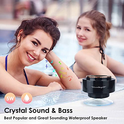 XLEADER SoundAngel Mate(2nd Gen) Pro Shower Speaker, Certified IPX7 Waterproof Bluetooth Speaker, 8W Crystal Sound&Rich Bass, 15H Playtime, with Suction Cup & Silicone Lanyard, Ideal Gifts, Rose Gold - color: C Rose Gold