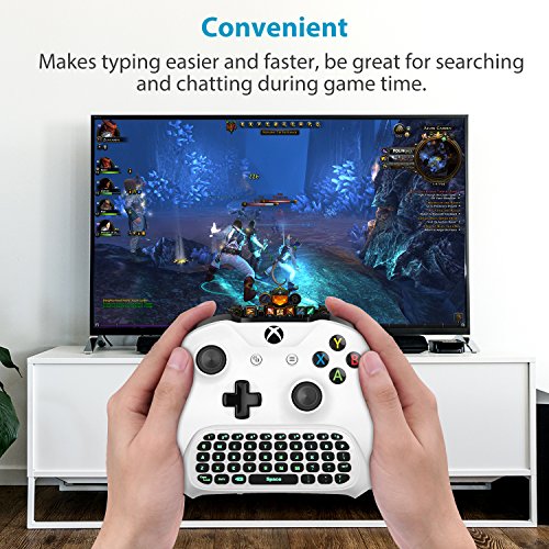 MoKo Green Backlight Keyboard for Xbox One Controller, White | Wireless Chatpad with Headset & Audio Jack, Xbox Accessories fit Xbox One/One S/ Elite/2, Series X/S, 2.4G Receiver Included - color: White