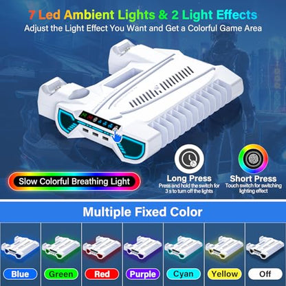 Cooling Station for PS5/Slim/Pro Standard Disc/Digital Console - color: White