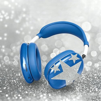 [4 in 1] Case Cover for AirPods Max 2/1 (2026/2024/2020) Ear Pad Case Cover/Headband Cover/Ear Cups Cover with Bling Star for Apple AirPods Max Headphones (Dark Blue Stars) - color: Dark Blue Stars
