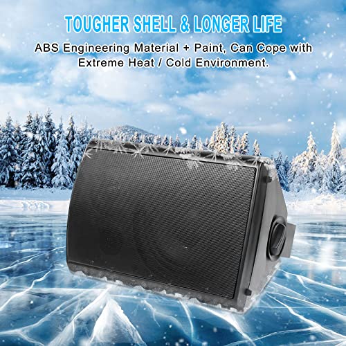 Herdio 6.5 inch 800W Outdoor Bluetooth Speakers Waterproof Wall Mounted Sound System with Multifunctional Amplifier, Powerful Bass & Stereo Sound, Easy to Install, for Patio Deck Porch (2 Pairs Black) - color: Black