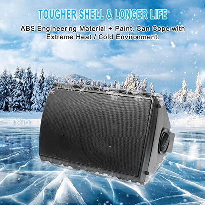Herdio 6.5 inch 800W Outdoor Bluetooth Speakers Waterproof Wall Mounted Sound System with Multifunctional Amplifier, Powerful Bass & Stereo Sound, Easy to Install, for Patio Deck Porch (2 Pairs Black) - color: Black