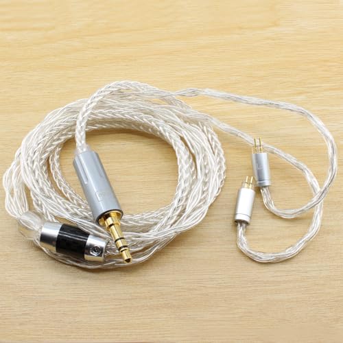 Youkamoo 0.78mm 2 Pin IEM Cable 3.5mm Silver Plated Copper Earphone Upgrade Cord Compatible with KZ BL03 TRN V90 V80 ZS10 AS10 ZST 2m 6.5ft - color: Silver