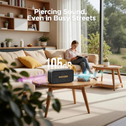 Field Rush Portable Speakers, 130W Peak Wireless Speaker with 2.1 Stereo Sound, Big Sound and Deep Bass, 28H Playtime Outdoor Speaker, IP67 Waterproof, TWS Pairing EQ Modes for Home/Party/Beach Black - color: Black