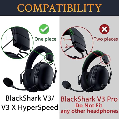 SOULWIT Cooling Gel Earpads Replacement for Razer BlackShark V3/BlackShark V3 X HyperSpeed Wireless Gaming Headsets, Ear Pads Cushions with Ice Silk Fabric, High-Density Memory Foam - Black