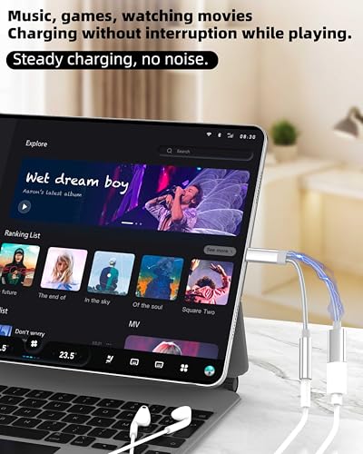 for iPhone Aux Adapter Lightning to 3.5mm Headphone Jack Dongle (2in1) 14 13 11 Pro Max Lighting Charger Wired Earphone Adaptor Cable for Ipad Audio Cord Splitter Car Power Charging Connector