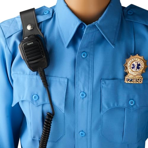 JAY-PEE Two-Way Radio Microphone Holder Epaulet Shoulder Leather Mic Clip | Slot for First Responder Uniforms. Chrome Snap. Cases. From JAY-PEE - color: chrome