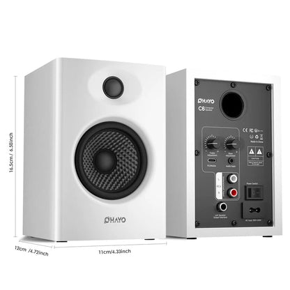 OHAYO 60W Computer Speakers, Bluetooth 5.3, Stereo 2.0, 1 Pair, White - color: White
