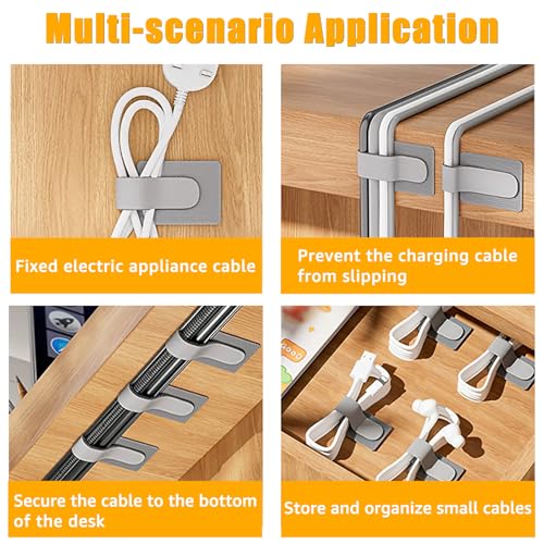 80PCS Hook and Loop Cable Straps, Cable Management Under Desk - color: Gray