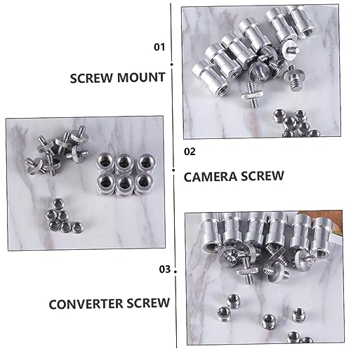 20pcs Metal 1/4 to 3/8 Screw Adapter Set for Camera and Tripod Threaded Converter Mount Silver Finish Compatible DSLR Microphones and Accessories