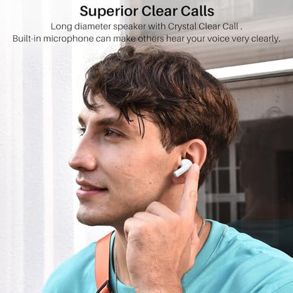 TOZO A2 Mini Wireless Earbuds, Ultra Lightweight Bluetooth 5.3 Headphones | Comfortable Fit Ear buds, Clear Calls with Built-in Mic, Immersive Premium Sound, 20H Playtime, in Ear Headset, White - color: White